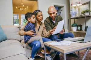 Young couple reviewing their finances